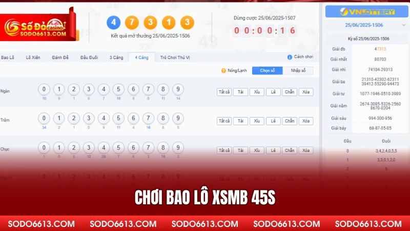 Chơi bao lô XSMB 45s