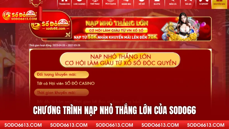Chương trình Nạp Nhỏ Thắng Lớn của Sodo66